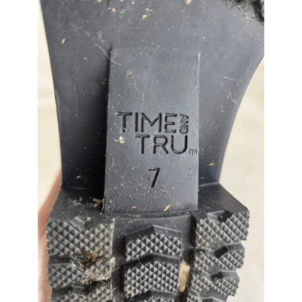 Time and Tru Womens Black Rubber‎ Buckle Rain Boots Size 7
